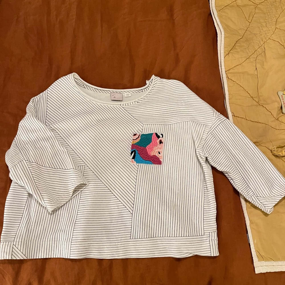 Anthropologie sweatshirt with embroidered pocket